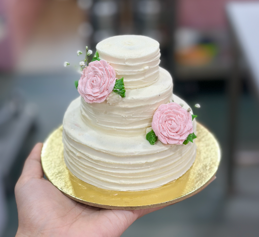 Roses and Textured Mini Tier Cake