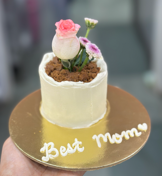 White Micro Flowerpot Cake