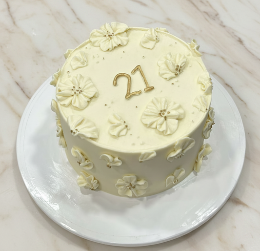 All White Petals Cake