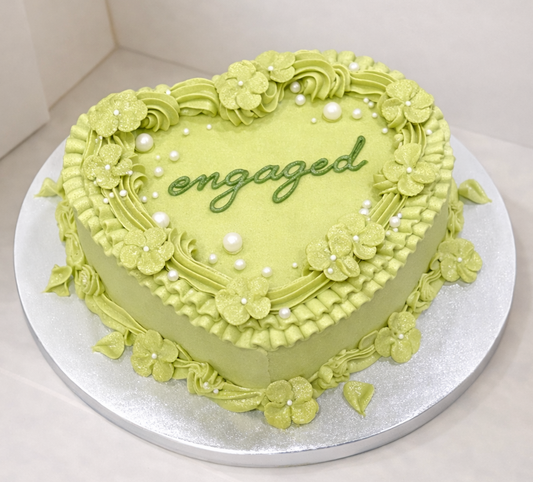 Sage Blooms Heart Cake