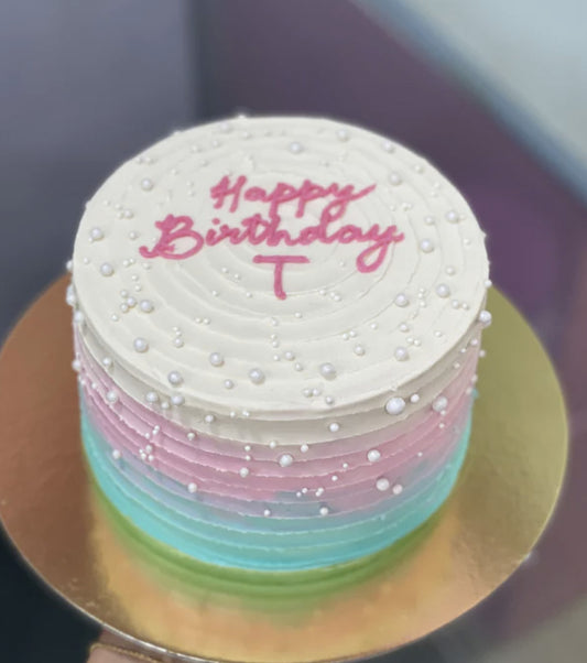 Pink & Teal Texture Cake