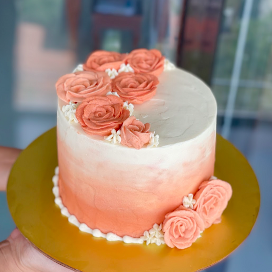 Ombré Cake with Buttercream Roses
