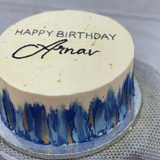 Buttercream Strokes with Text Cake