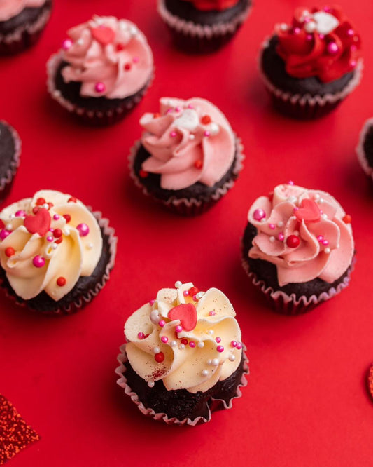 Red, Pink and White Mini Cupcakes